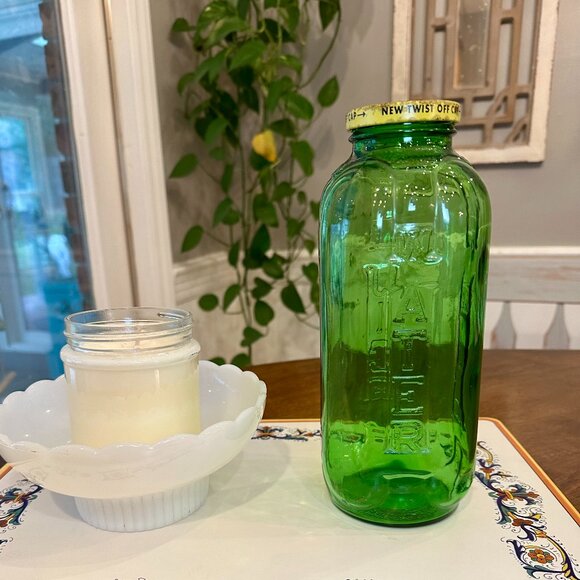 vintage green glass refrigerator bottle - Picture 1 of 7
